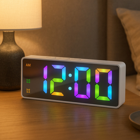 RGB LED digital alarm clock - DAC8 - White