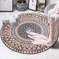 NOVO Strado round rug modern beige torte pattern for living room Aztec 200x200 cm
