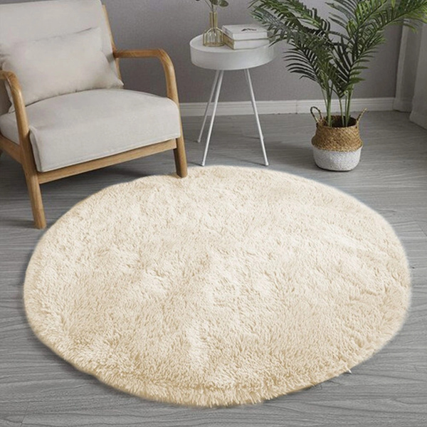 Dywan okrągły Shaggy 200x200 cm, beżowy XXL - pluszowy do salonu