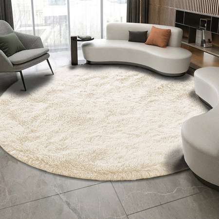 Shaggy Strado 140x140 CreamBeige (Beige) round carpet