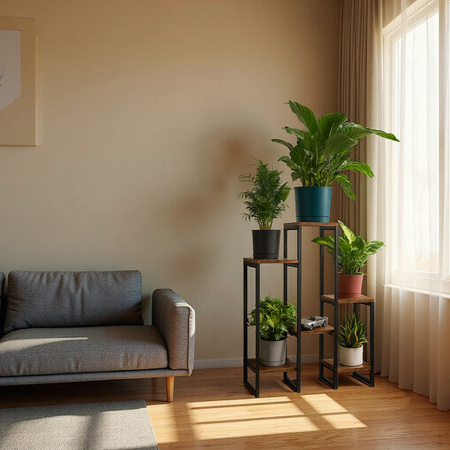 Kwietnik stojący metalowy PANORAMA na kwiaty i rośliny – 6-poziomowy VENGE