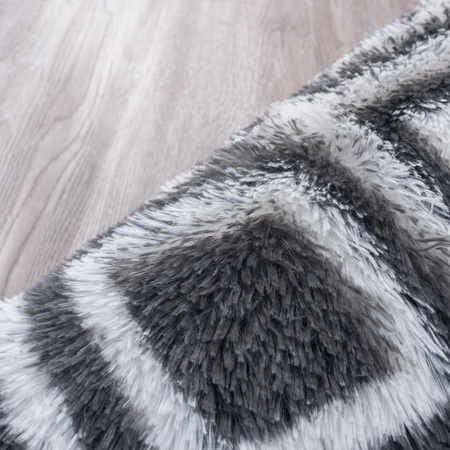 Dywan okrągły do salonu shaggy DECOR antypoślizgowy miękki puszysty 120x120 Black Cube