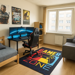3D Strado GAMER ZONE gaming carpet 100x150 cm perfect for a gamer's room