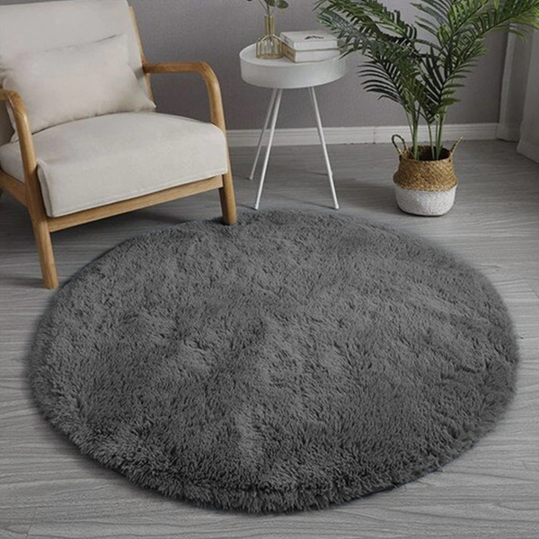 Shaggy Strado 200x200 GreyNight round carpet (Dark Gray)