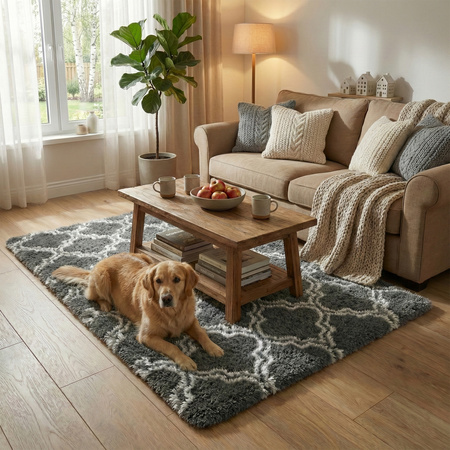 Dywan do salonu shaggy DECOR antypoślizgowy miękki puszysty modny 200x300, szary