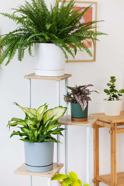 Kwietnik metalowy na kwiaty stojący wysoki 5 poziomów duży 106cm XL Palace, biały
