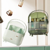 Multilevel green casket organizer Strado for cosmetics and jewelry capacious lockable acrylic trunk