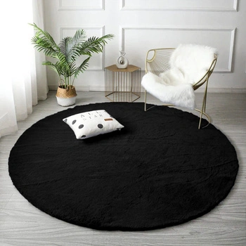 Rabbit Strado round rug 110x110 Black (Black)