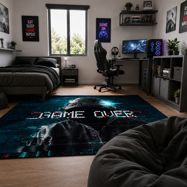 Dywan gamingowy 120x170 dla gracza mata pod fotel antypoślizgowy GameOver