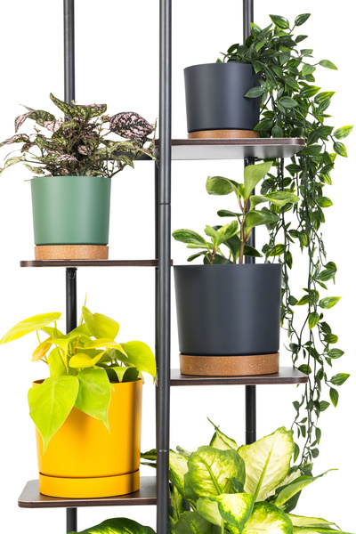 Duży stojący kwietnik 106cm metalowy 6 poziomów na kwiaty regał loft Mondo, czarny
