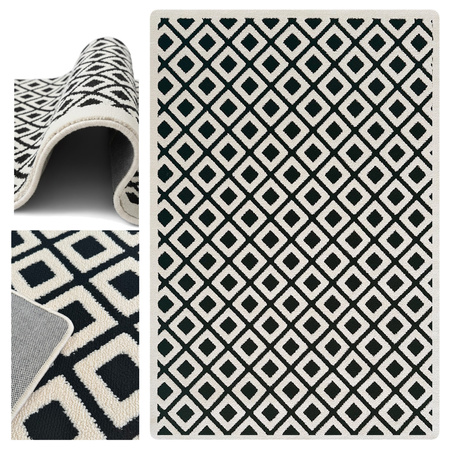 Dywan 120x170 do salonu pętelkowy duży japandi nowoczesny ciężki gruby POLO - Chessboard (Szary)