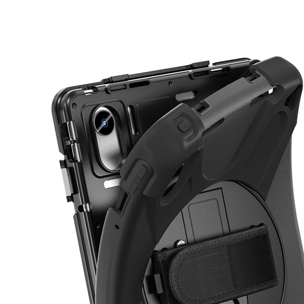 Etui Armor Strap z paskiem do Lenovo Tab M11 10.95, czarne - ochronne z podstawką, dostęp do portów i przycisków