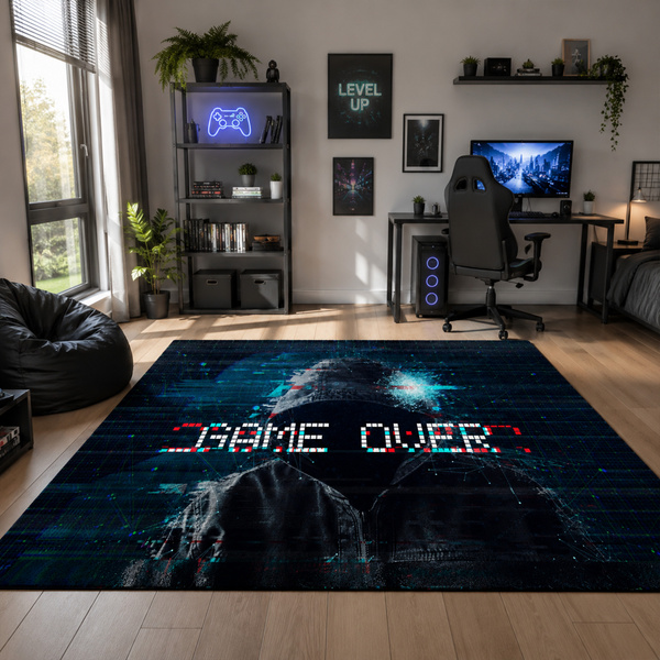 Dywan gamingowy 120x170 dla gracza mata pod fotel antypoślizgowy GameOver