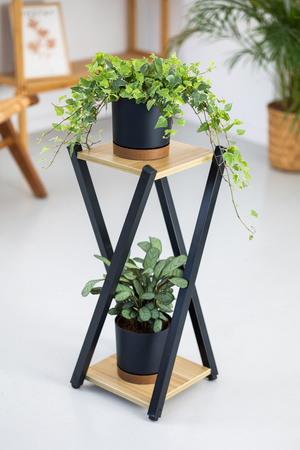 Kwietnik stojący metalowy stojak na kwiaty rośliny loft 2 poziomy Nexus