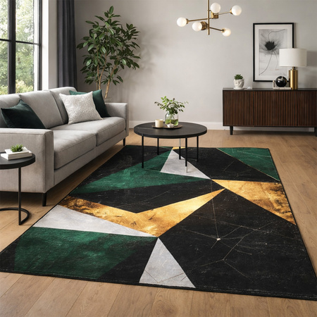 Dywan NOVO Strado nowoczesny do salonu marmurowy wzór velvet Zielony Marmur 200x200