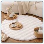 Dywan okrągły Rabbit Bubble 120 cm - miękki puszysty dywan do salonu i sypialni - biały