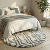 Dywan okrągły do salonu shaggy DECOR antypoślizgowy miękki puszysty 140x140 White Cube