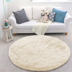 Dywan okrągły Shaggy 120x120 cm, beżowy CreamBeige - pluszowy do salonu
