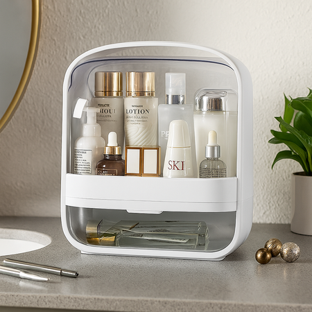 Kompaktowa szkatułka organizer NELA na biżuterię i kosmetyki praktyczny pojemnik z przegródkami