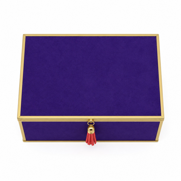Szkatułka na biżuterię 18x13x7 cm organizer pudełko dekoracyjna pojemna welurowa fioletowa