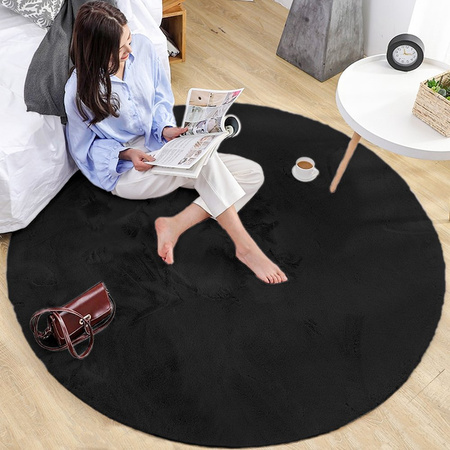 Rabbit Strado round rug 200x200 Black (Black)