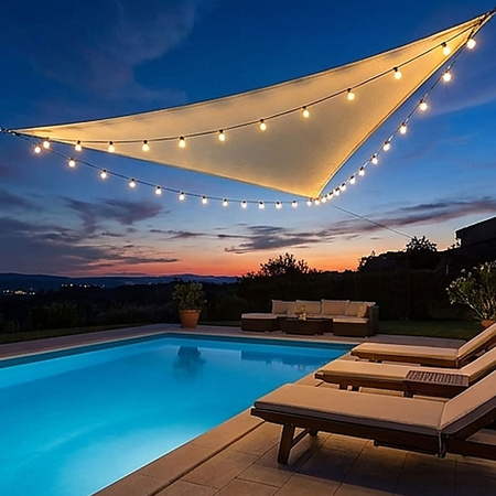 Żagiel przeciwsłoneczny szary trójkątny 3,6m ochrona UV wodoodporny +lina