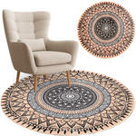 NOVO Strado round rug modern beige torte pattern for living room Aztec 200x200 cm