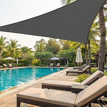 Żagiel przeciwsłoneczny szary trójkątny 3,6m ochrona UV wodoodporny +lina