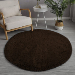 Dywan okrągły Shaggy 120x120 cm, ciemny brązowy DarkCoffee - pluszowy do salonu