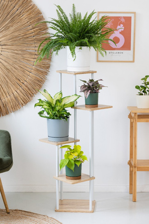 Kwietnik metalowy na kwiaty stojący wysoki 5 poziomów duży 106cm XL PALACE, biały