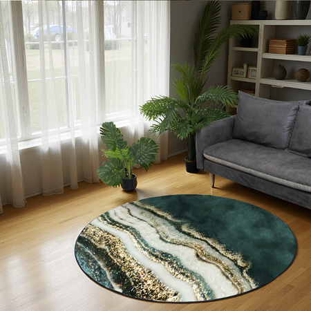 Dywan okrągły NOVO Strado nowoczesny do salonu marmurowy wzór velvet ZłotyBrzeg 90x90 cm