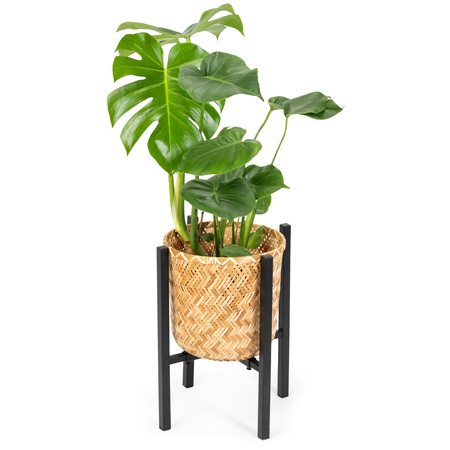 Kwietnik stojący REGULOWANY metalowy stojak na kwiaty rośliny stelaż PILLAR, czarny