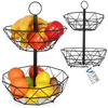 Koszyk na owoce i warzywa miska 2-poziomowa loft 43 cm (Czarny)