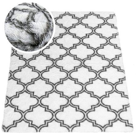 Dywan do salonu shaggy DECOR antypoślizgowy miękki puszysty modny 120x170 White Lantern