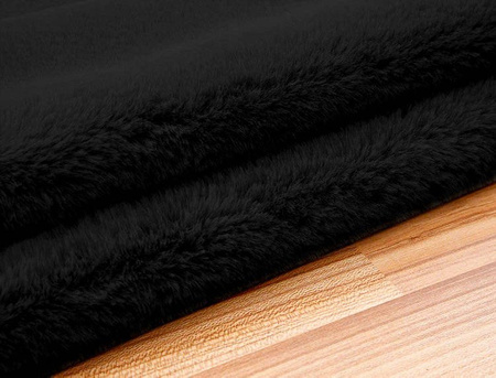 Dywan Okrągły Rabbit futro królika antypoślizgowy puszysty 200x200, czarny