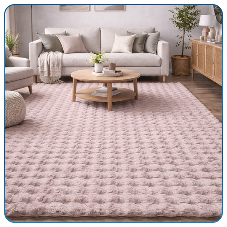 Dywan Rabbit Bubble 120x170 cm - miękki puszysty dywan do salonu i sypialni - różowy