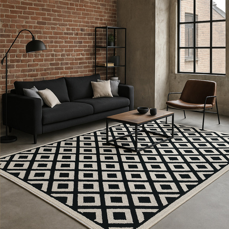 Dywan 160x230 do salonu pętelkowy duży japandi nowoczesny ciężki gruby POLO - Chessboard (Szary)