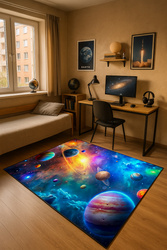Dywan gamingowy 3D Galaktyka 140x200 cm - nowoczesny wzór 3D do pokoju gracza