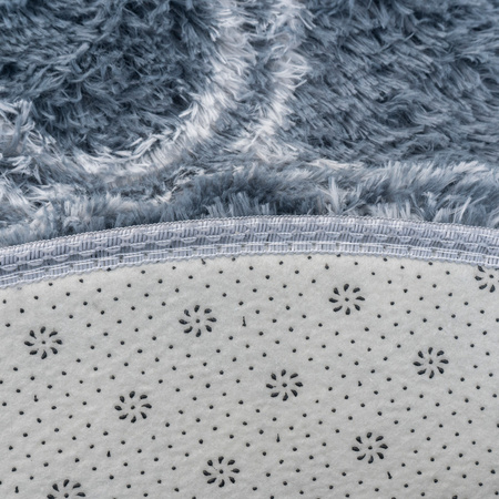 Dywan okrągły do salonu shaggy DECOR antypoślizgowy miękki puszysty 120x120, srebrny