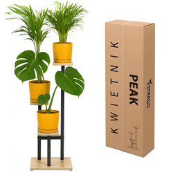 Kwietnik PEAK stojący metalowy stojak na kwiaty rośliny regał 83,5cm, czarny