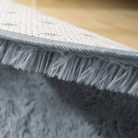 Dywan Shaggy antypoślizgowy okrągły salon miękki pluszowy 120x120, jasnosrebrny