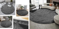 Shaggy Strado 120x120 GreyNight round carpet (Dark Gray)