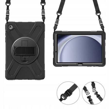 Etui Armor z uchwytem i paskiem do Samsung Galaxy Tab A9 Plus 11 (Czarne)
