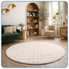 Dywan okrągły Rabbit Bubble 120 cm - miękki puszysty dywan do salonu i sypialni - biały