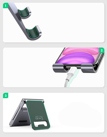 Ugreen metalowa aluminiowa składana podstawka na telefon tablet (Szary)