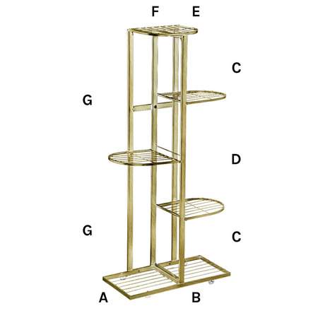Metalowy duży kwietnik stojący na kwiaty rośliny 6 donic stojak 97cm XL, złoty