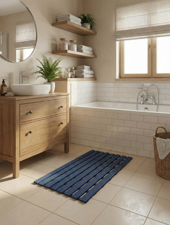 Mata łazienkowa antypoślizgowa do łazienki do wanny pod prysznic 43x61cm (Niebieska)