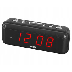 Budzik zegar elektroniczny cyfrowy LED 24h głośny alarm, czarny