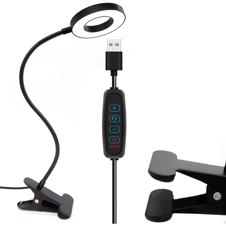 Lampa biurkowa LED z klipsem DML5, czarny