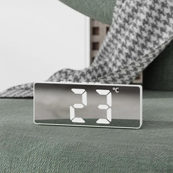 Budzik zegar elektroniczny cyfrowy LED 24h głośny alarm drzemka temp, biały